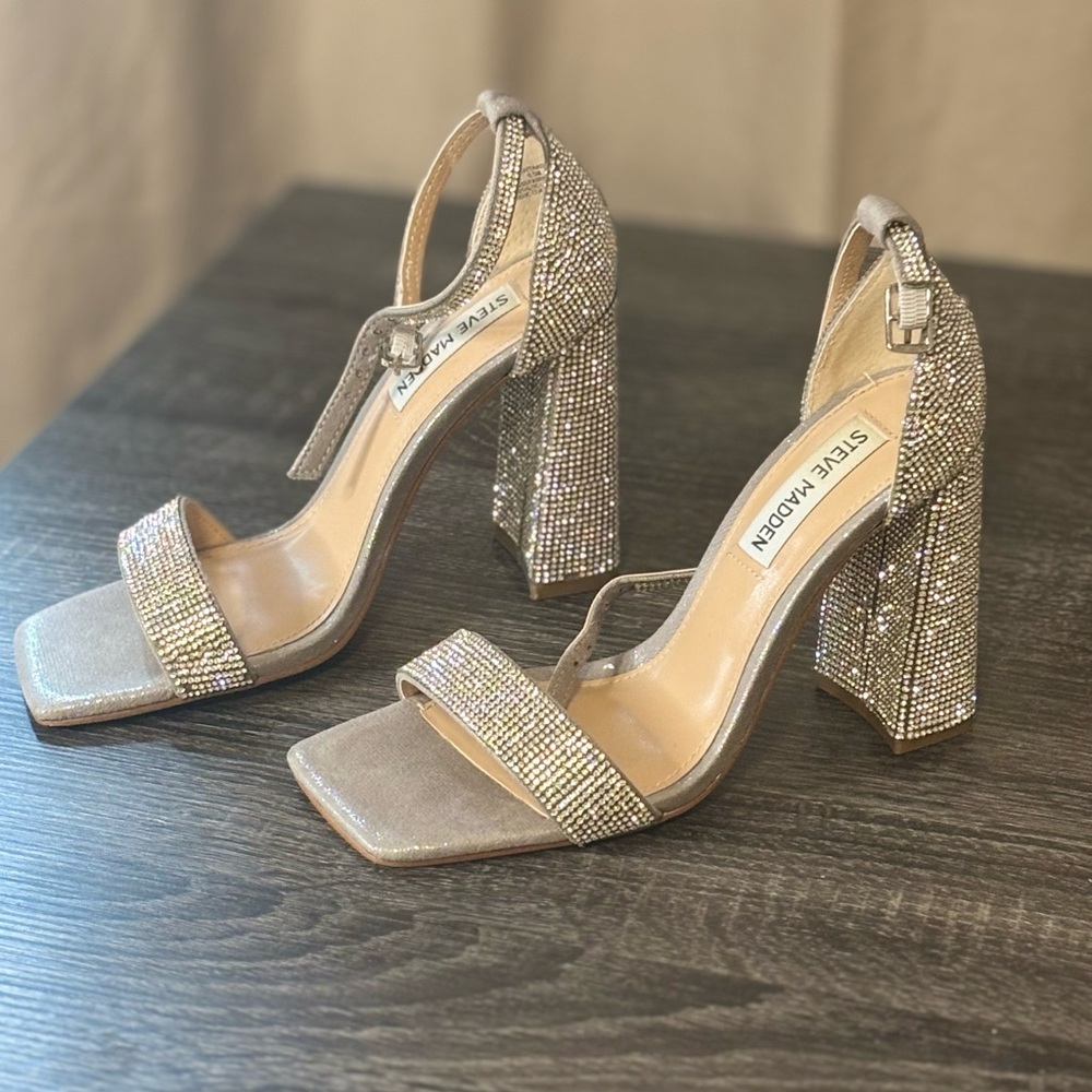 Steve Madden Sparkling Tan Block Heels